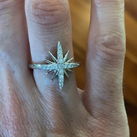 Jewelry - White Sapphire .925 Plated Star Ring